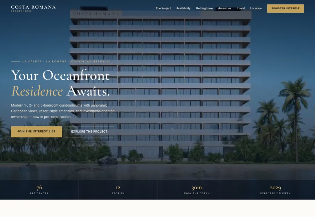 The homepage, on the corrected domain and carrying the project render rather than a library photograph.