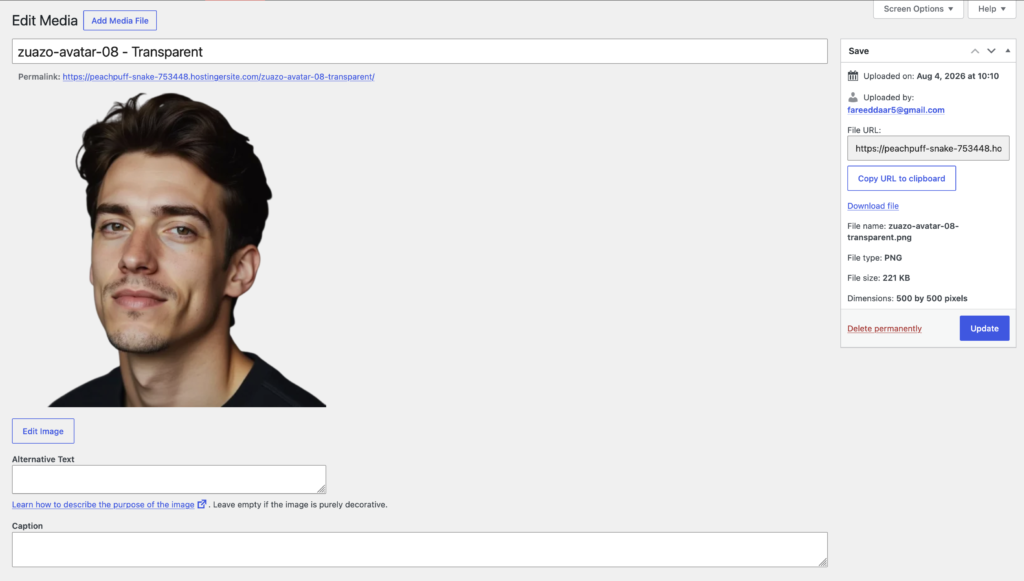 The Remove Background action on the attachment details screen.