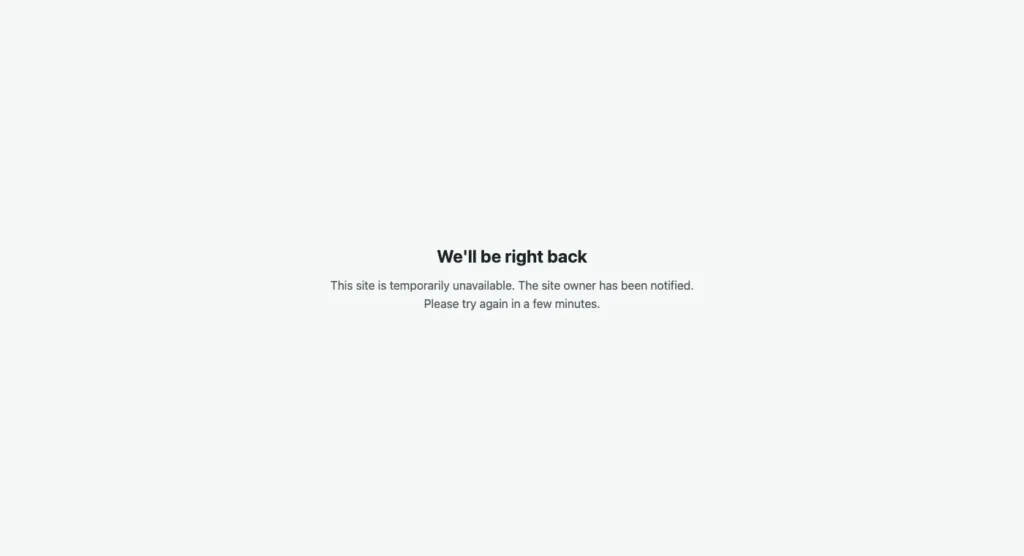 What visitors see while the database is down, instead of a bare error.