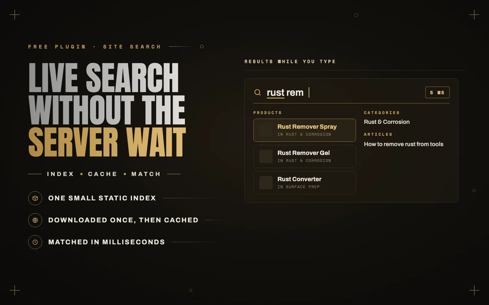 iMegaSearch: instant WordPress search that does not wait for the server