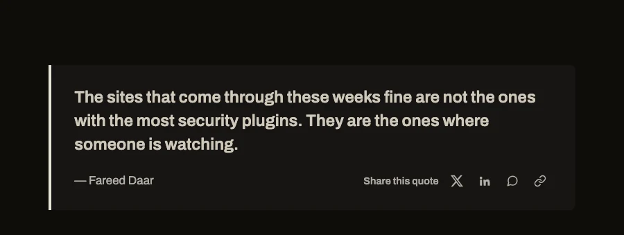A click-to-share quote with its own share buttons.